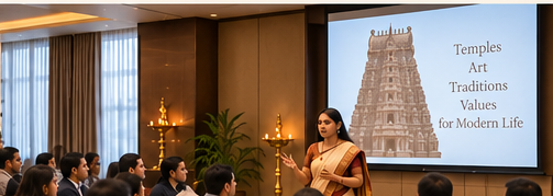 A larger workplace gathering attending a cultural presentation